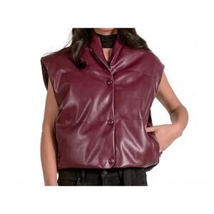 NEW ELAN leather solid vest in burgundy